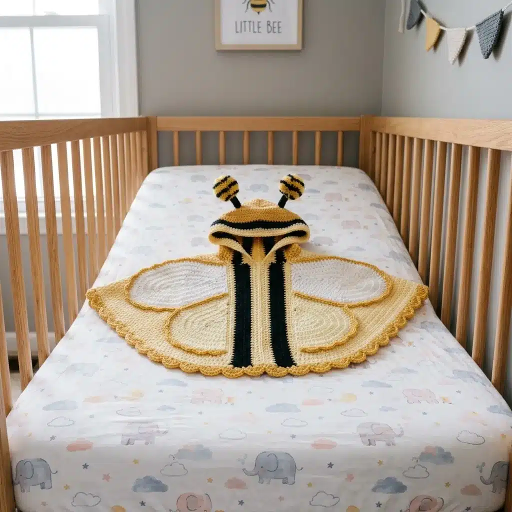baby bumblebee poncho crochet pattern - featured image