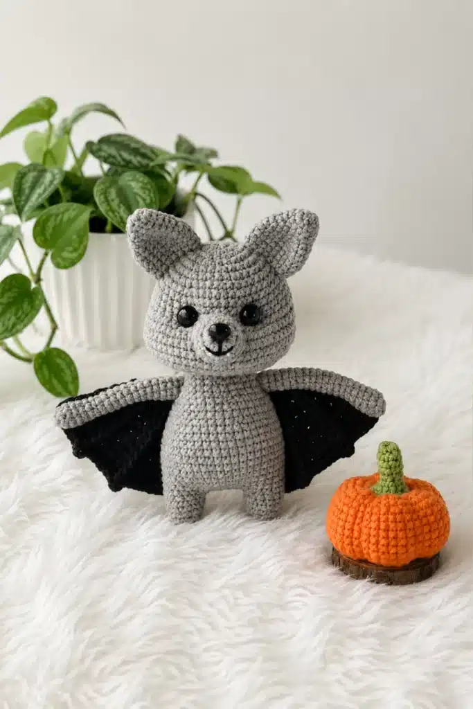 bat and pumpkin crochet set - featured image