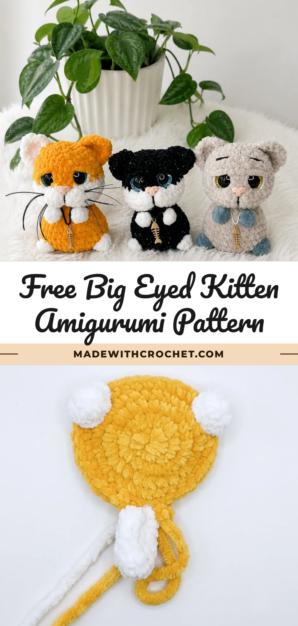 big-eyed kitten amigurumi pattern crochet pattern
