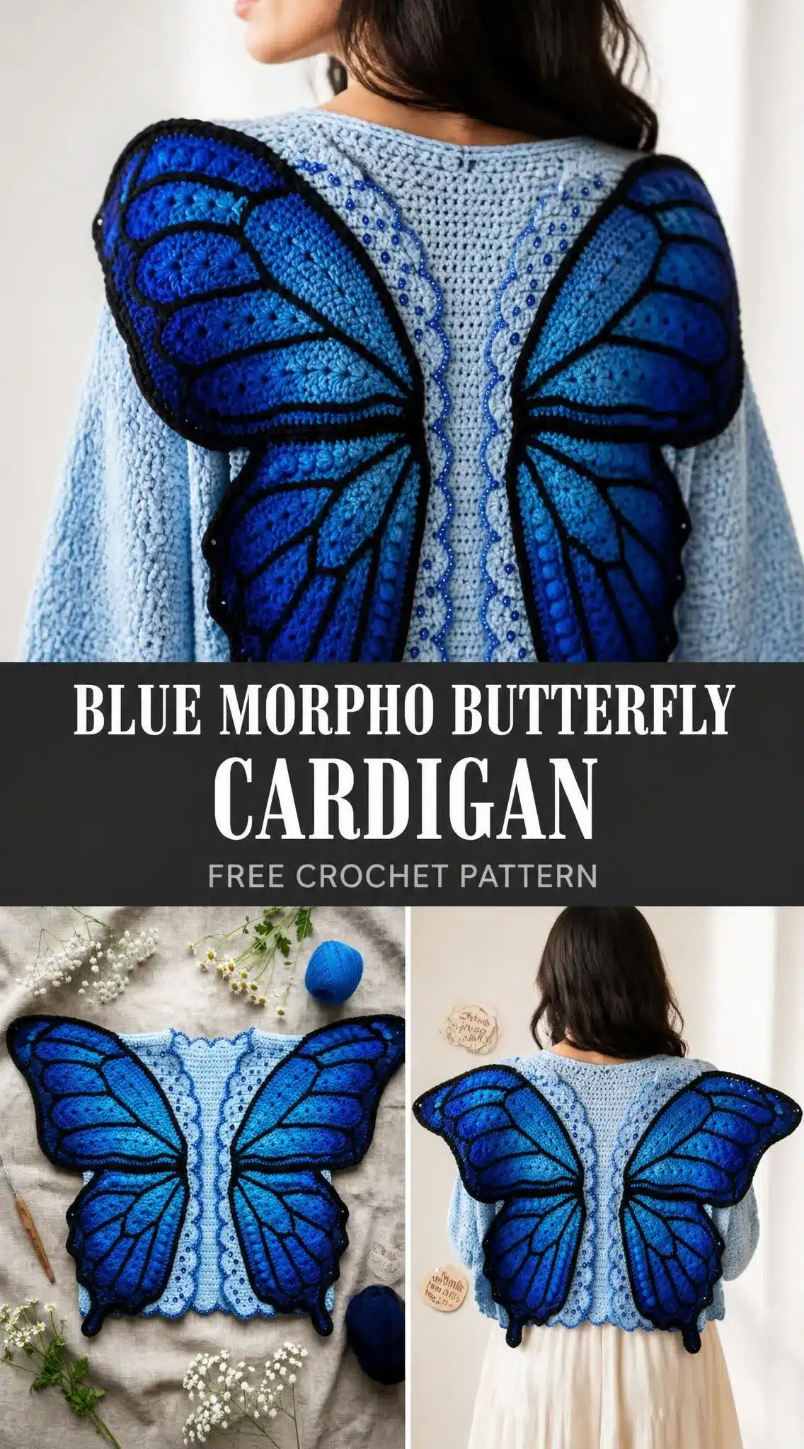 blue morpho butterfly cardigan pattern crochet project crochet project detail 1