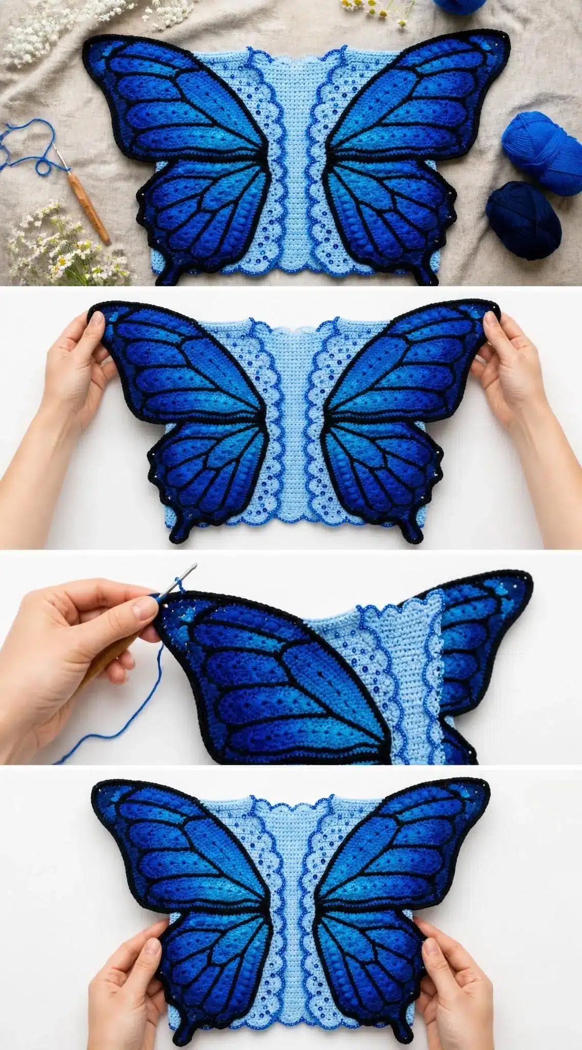 blue morpho butterfly cardigan pattern crochet project crochet project detail 2