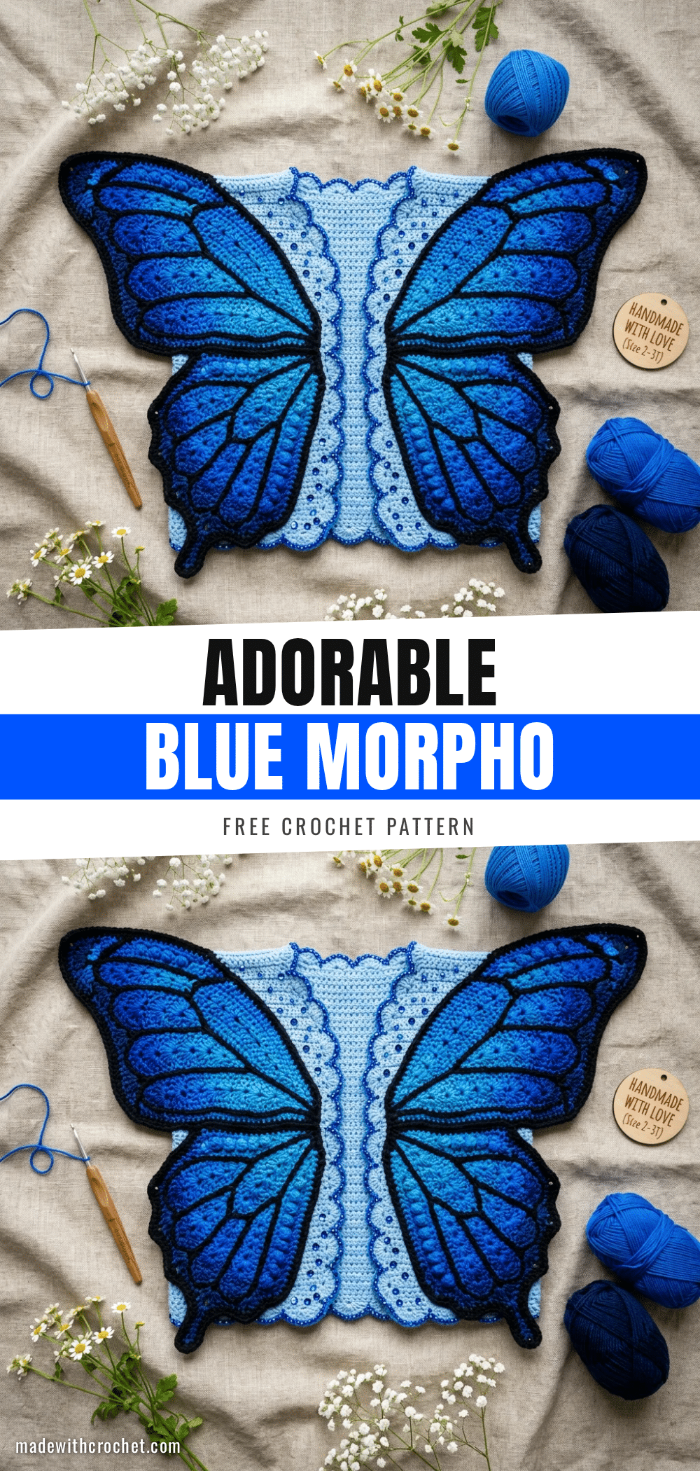 blue morpho butterfly cardigan pattern crochet pattern