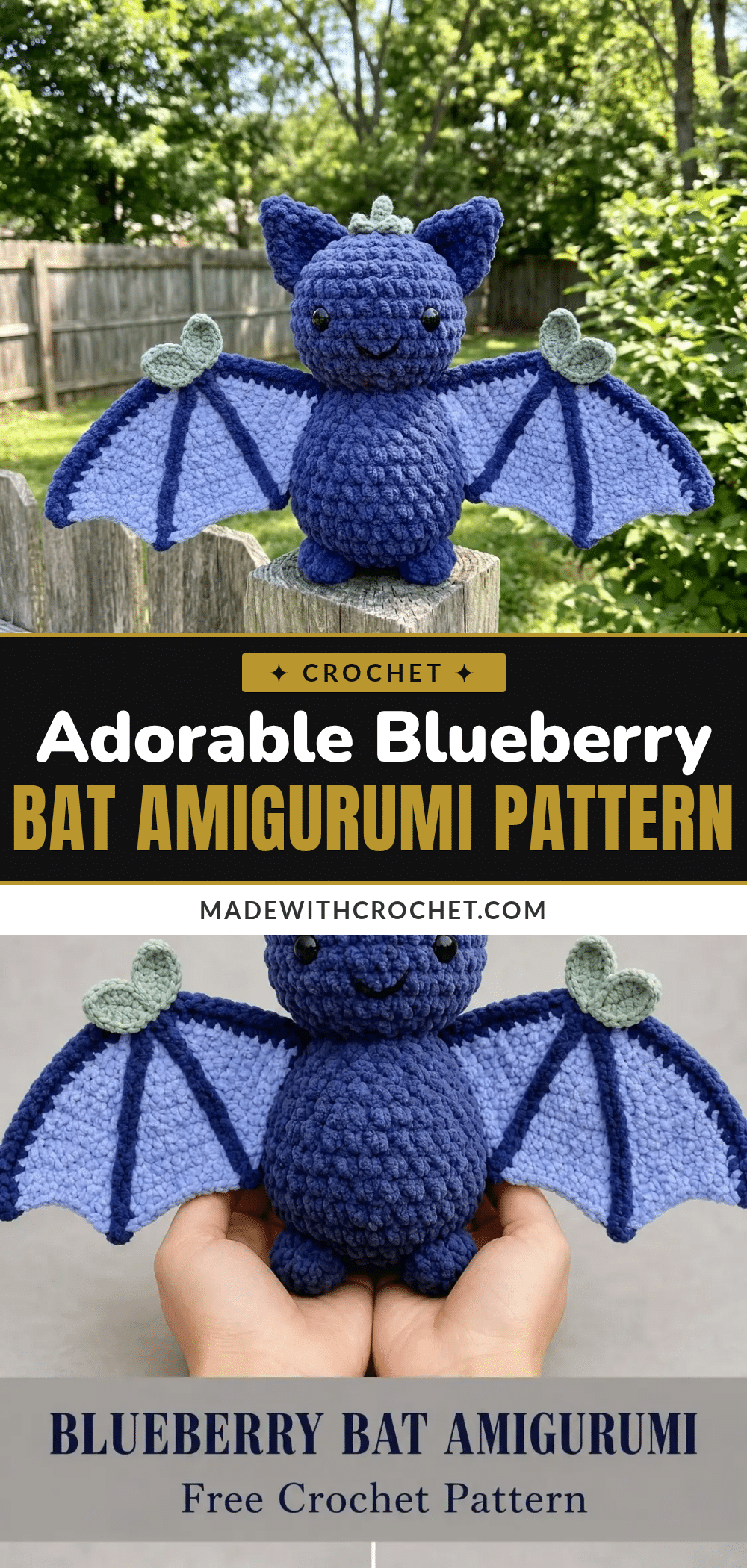 blueberry bat amigurumi crochet pattern