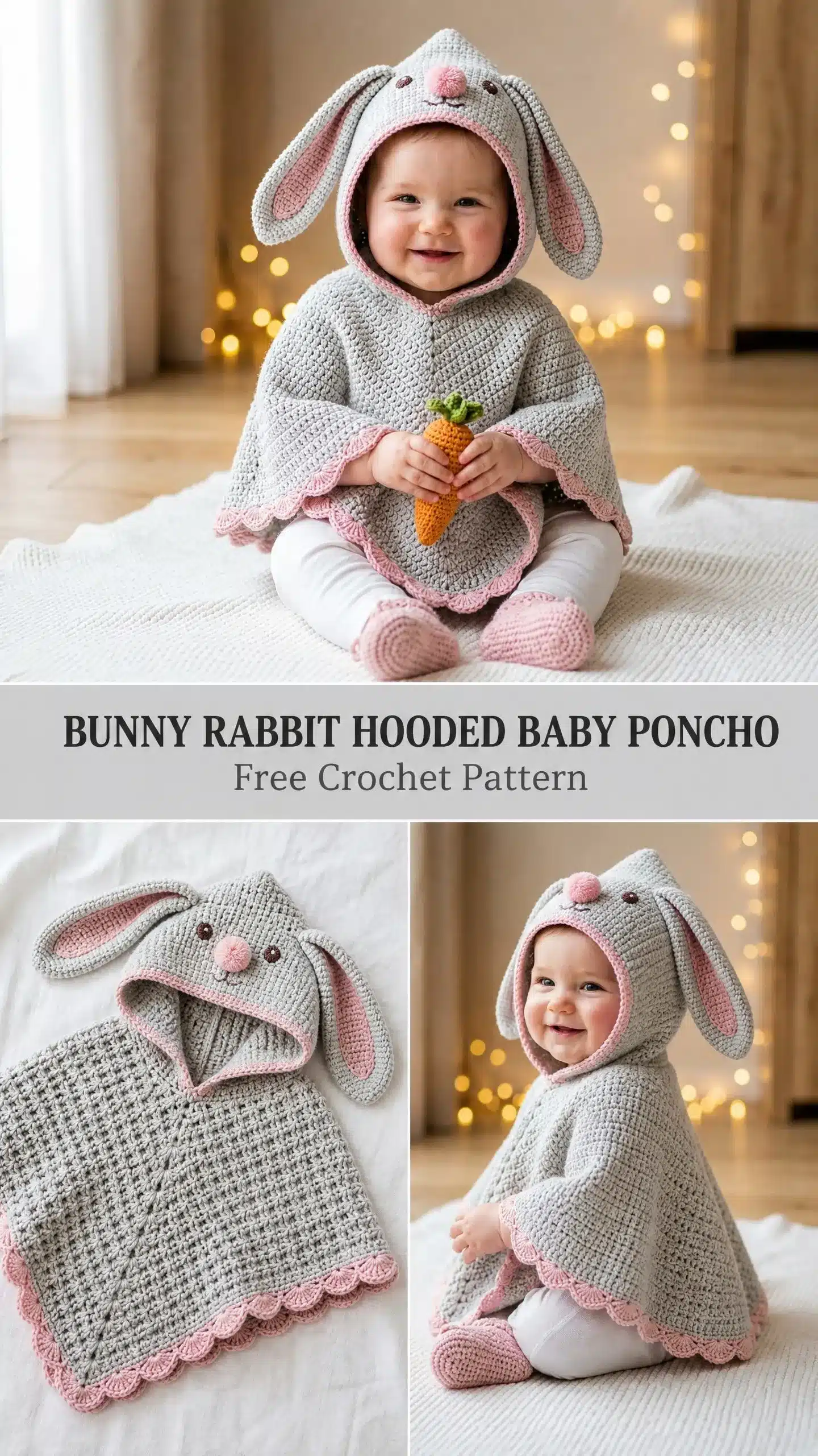 bunny rabbit hooded baby poncho crochet project crochet project detail 1