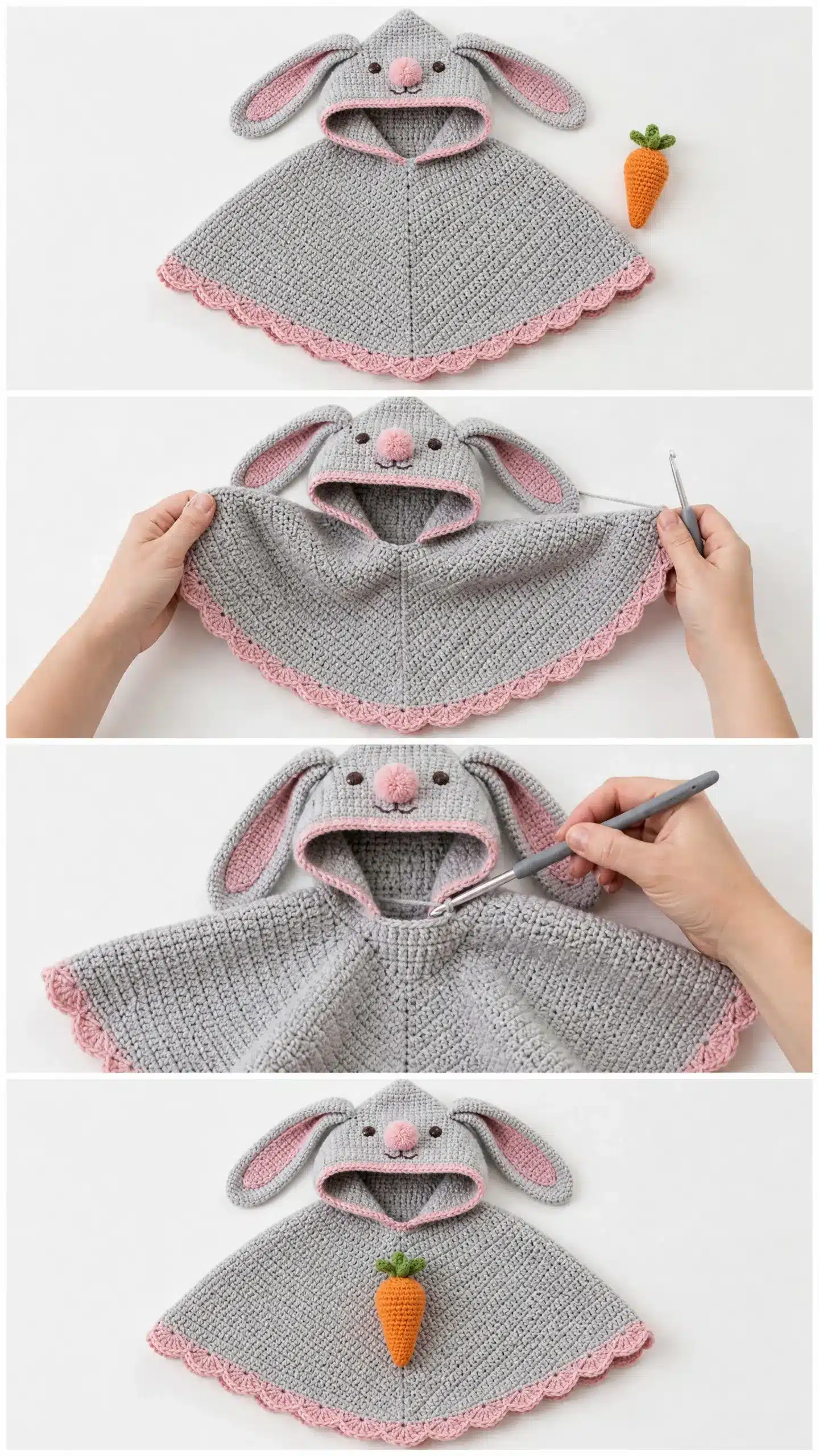 bunny rabbit hooded baby poncho crochet project crochet project detail 2