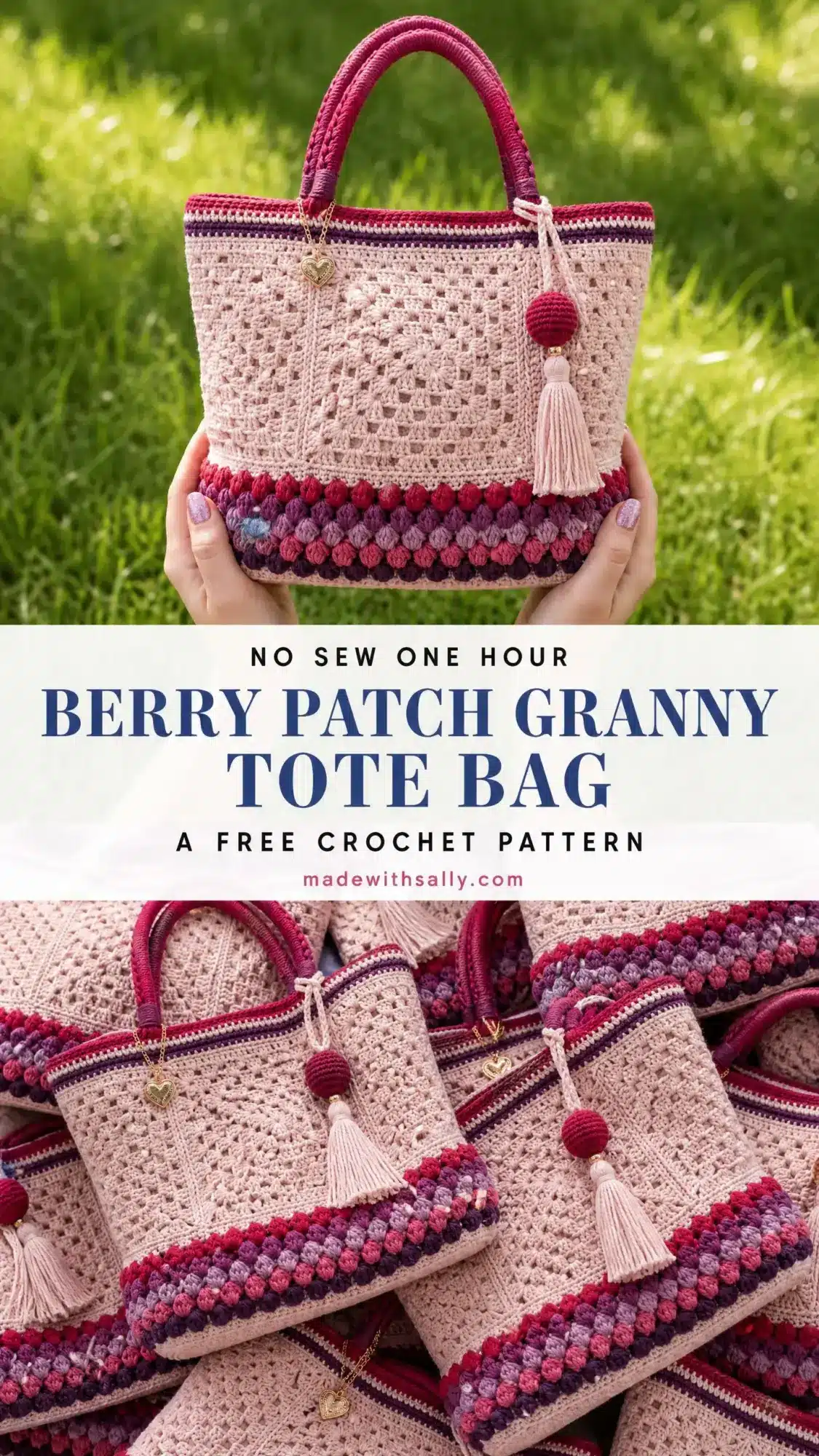 Charming Berry Patch Granny Tote Bag free crochet pattern crochet project crochet project detail 1