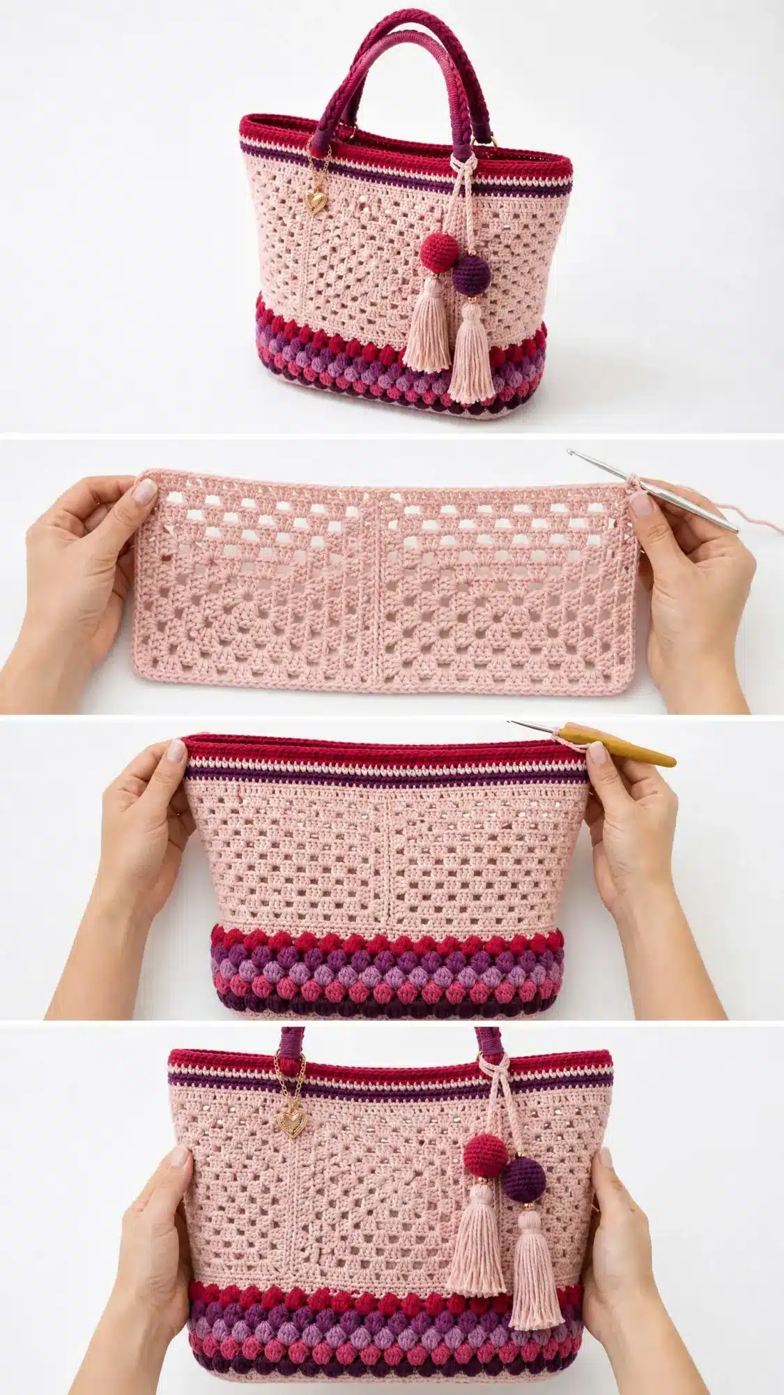 Charming Berry Patch Granny Tote Bag free crochet pattern crochet project crochet project detail 2