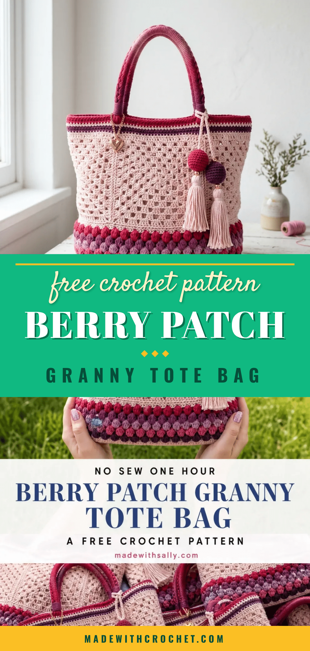Charming Berry Patch Granny Tote Bag free crochet pattern crochet pattern