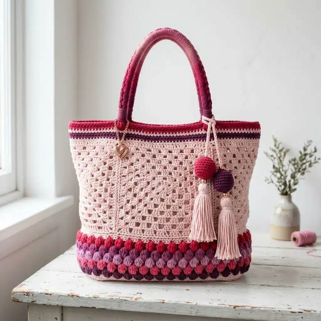 Charming Berry Patch Granny Tote Bag free crochet pattern - featured image