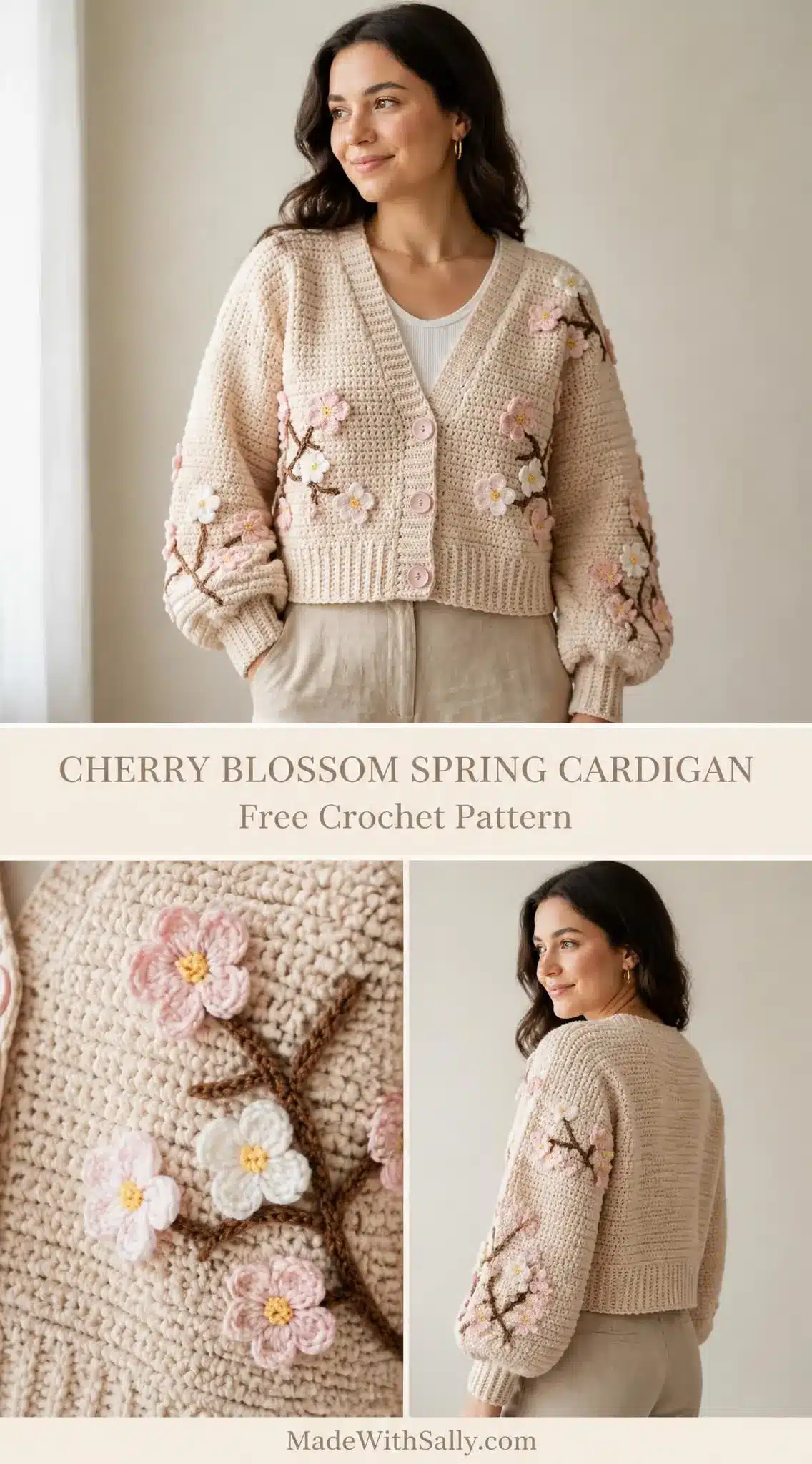 cherry blossom spring cardigan pattern crochet project crochet project detail 1