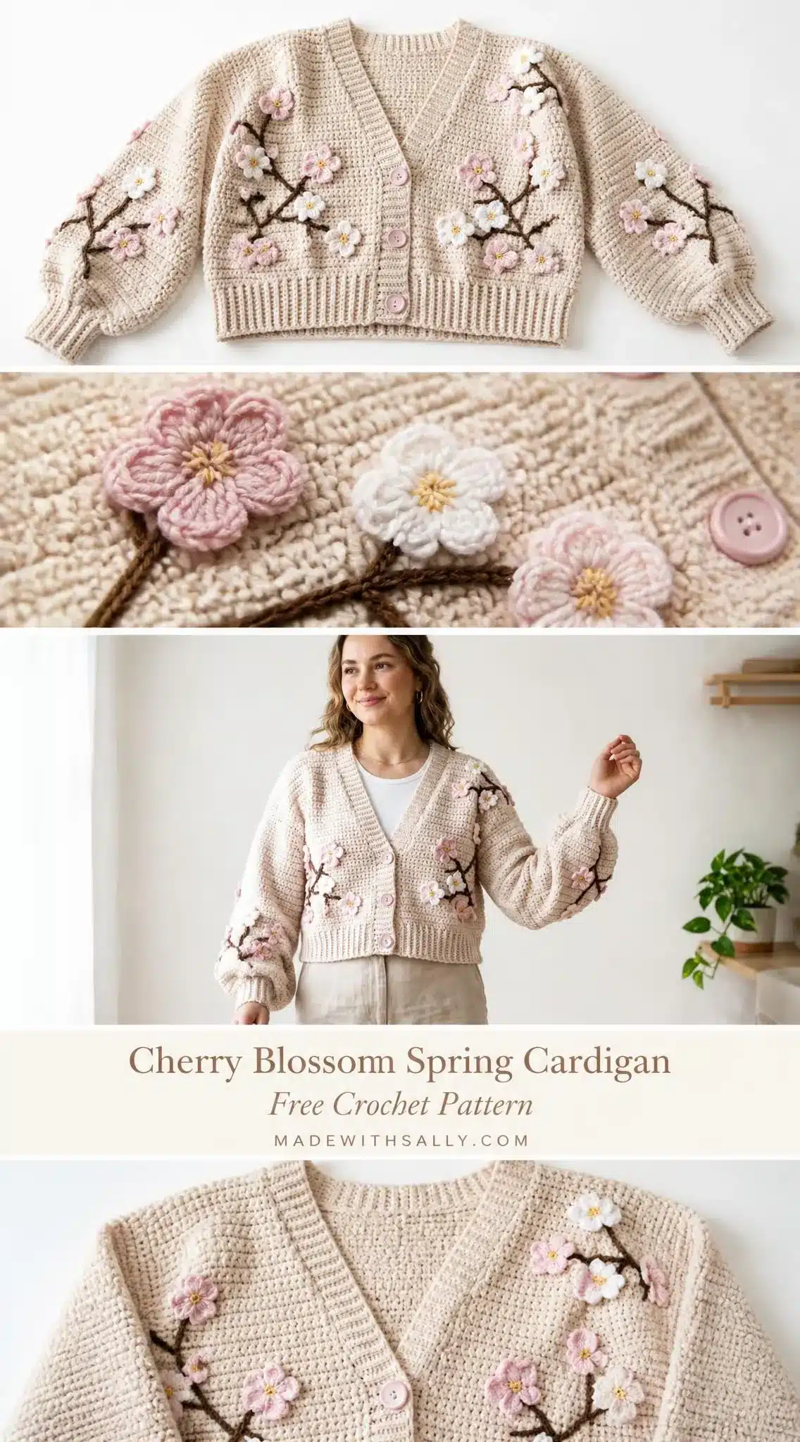 cherry blossom spring cardigan pattern crochet project crochet project detail 2