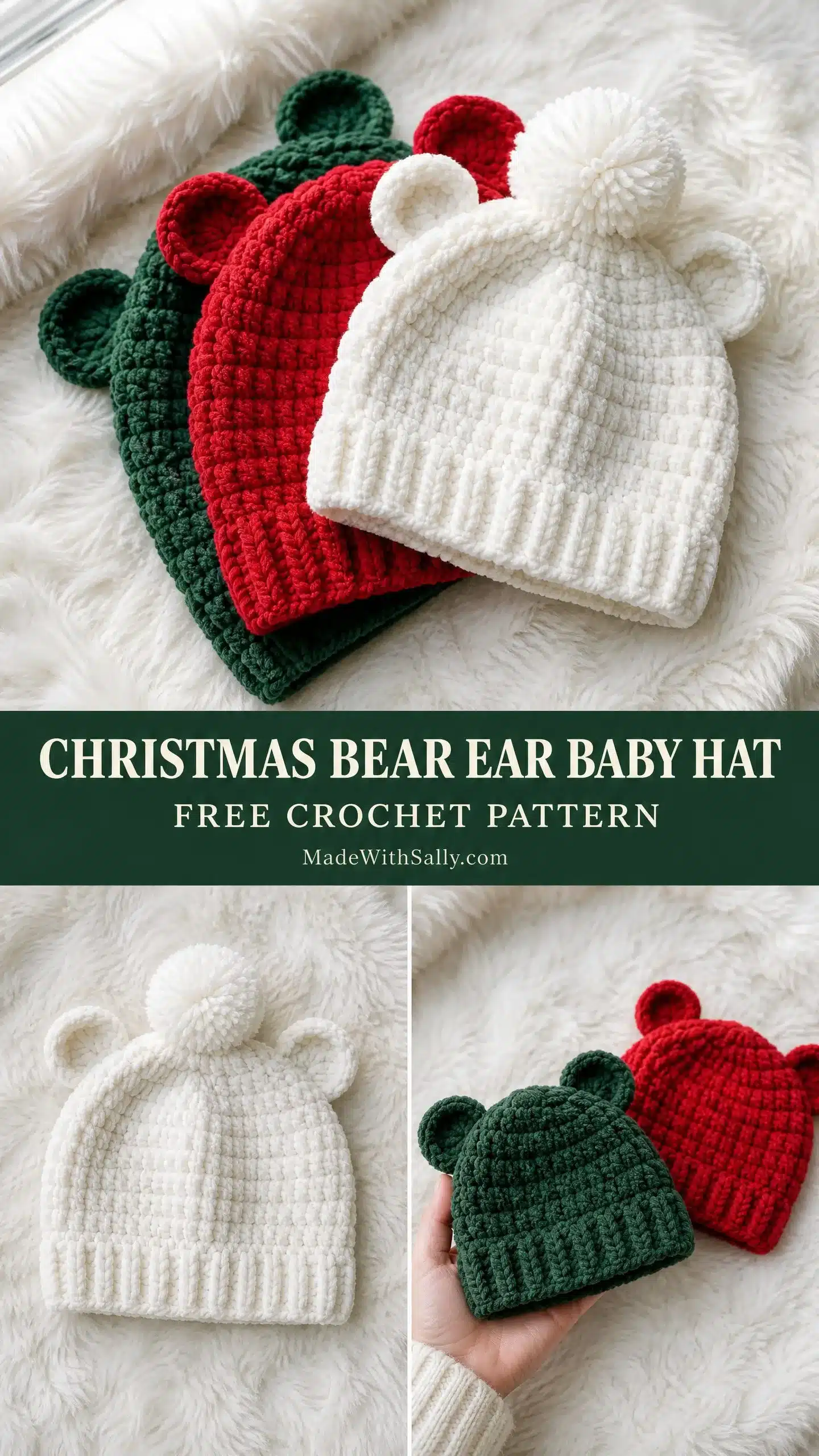 christmas bear ear baby hat crochet project crochet project detail 1