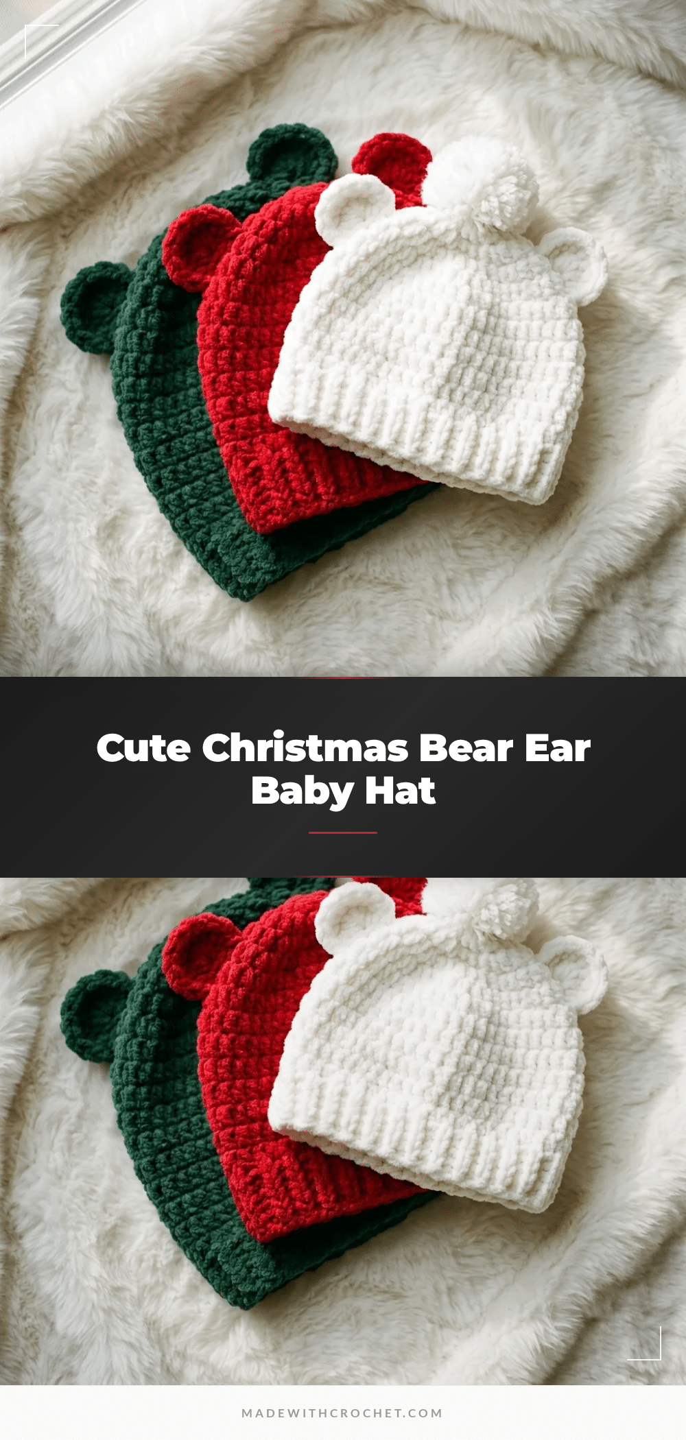 christmas bear ear baby hat crochet pattern