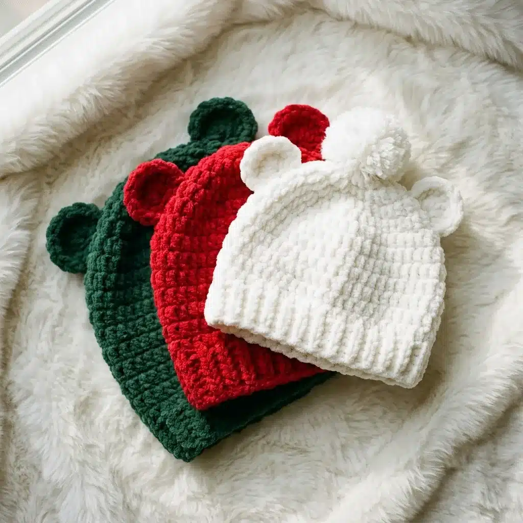 christmas bear ear baby hat - featured image