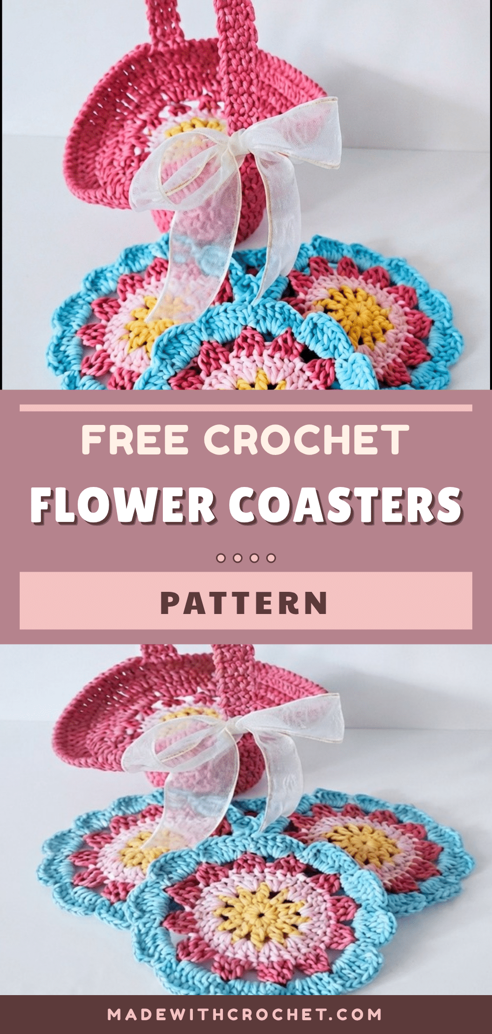 crochet flower coasters crochet pattern