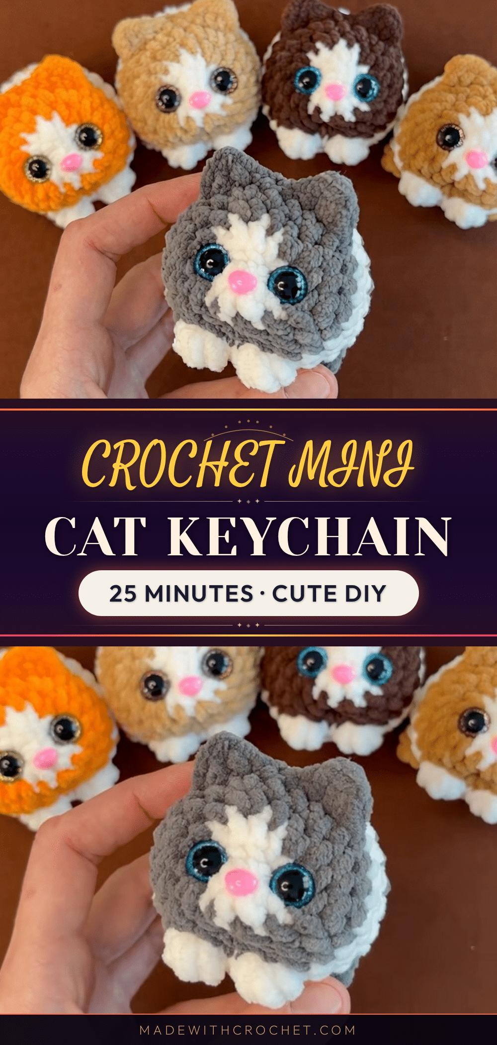 crochet mini cat keychain crochet pattern