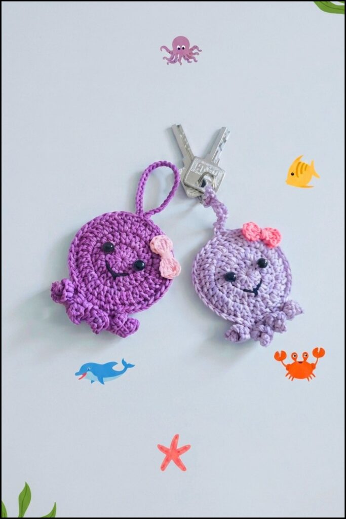 crochet octopus keychain pattern - featured image