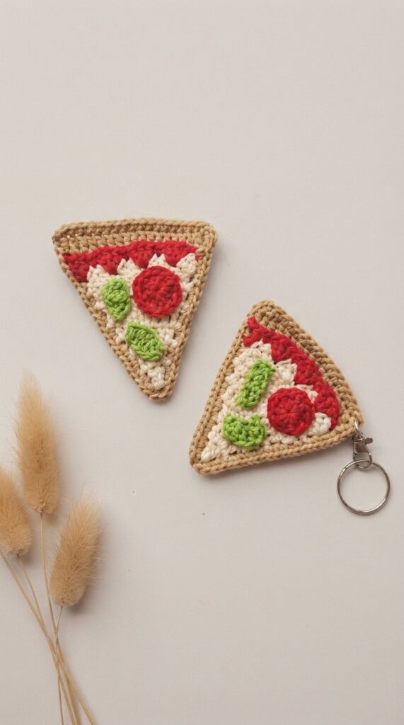 crochet pizza keychain pattern - featured image
