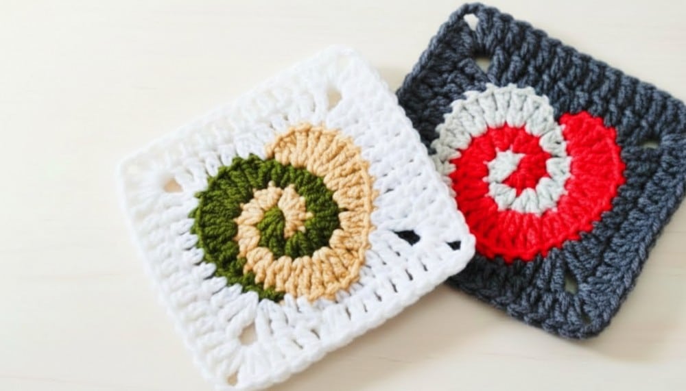 crochet spiral heart granny square pattern - featured image