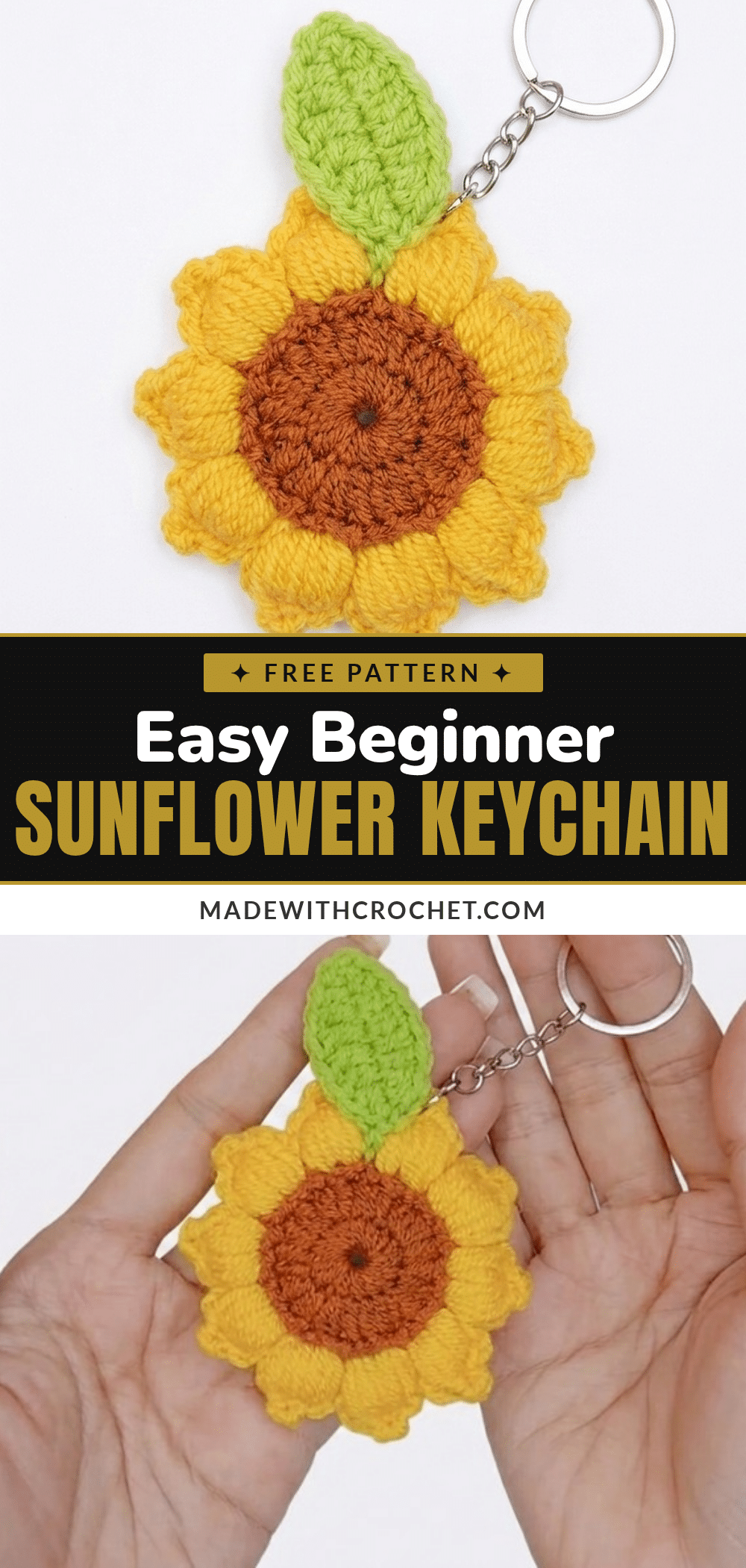 crochet sunflower keychain crochet pattern