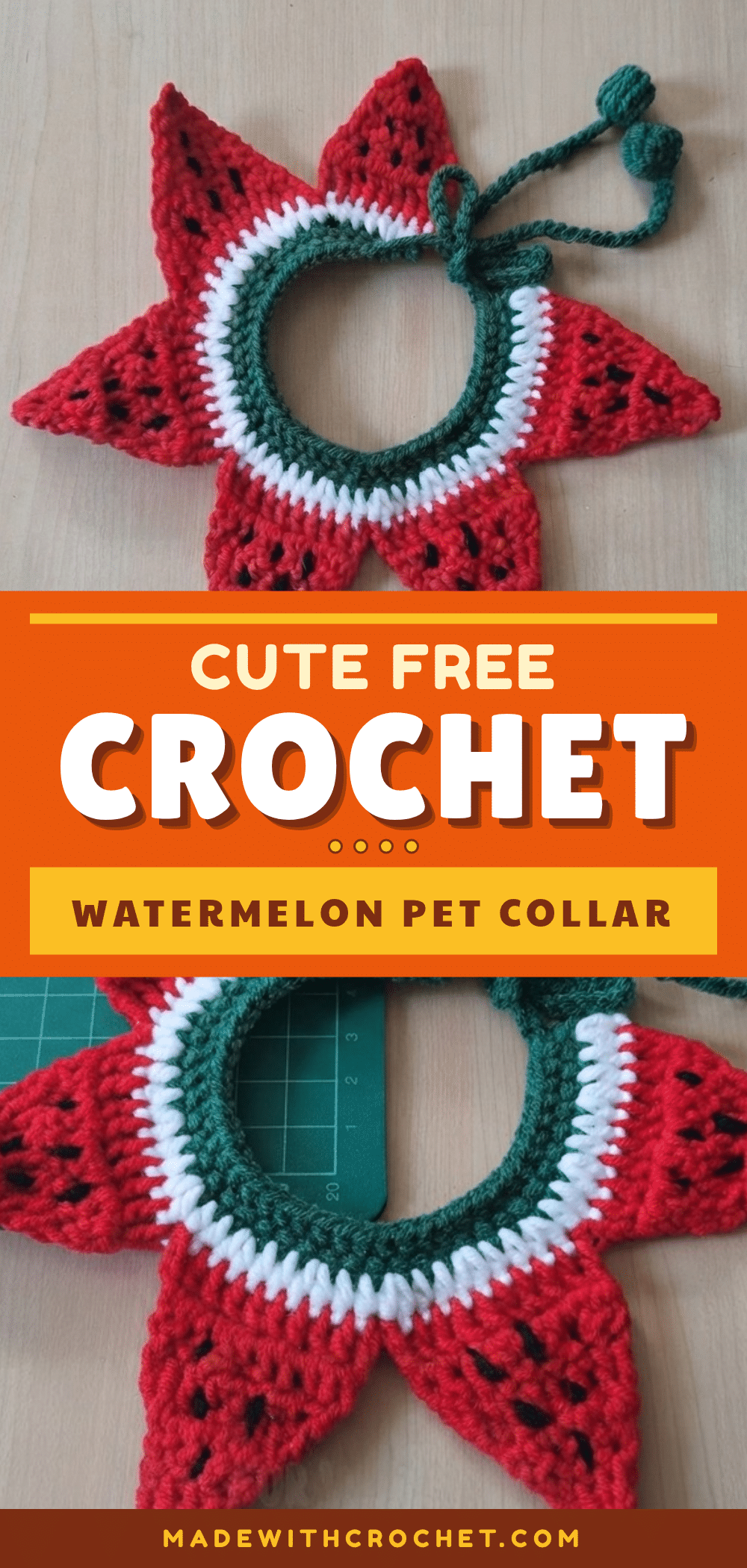 crochet watermelon pet collar crochet pattern
