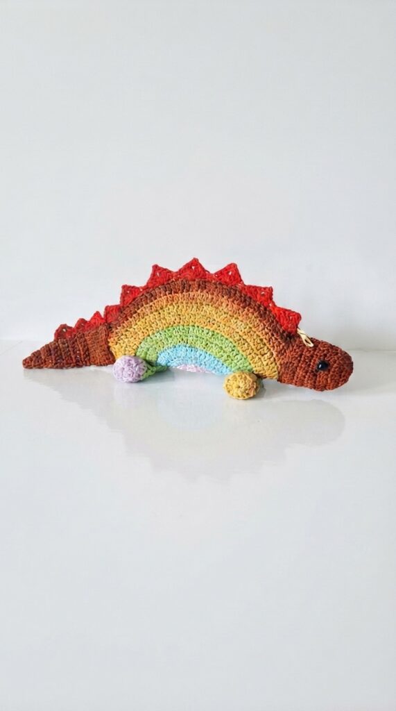 dinosaur pencil case crochet pattern - featured image