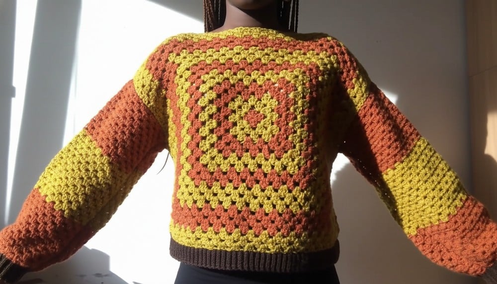easy granny square sweater pattern crochet project crochet project detail 1