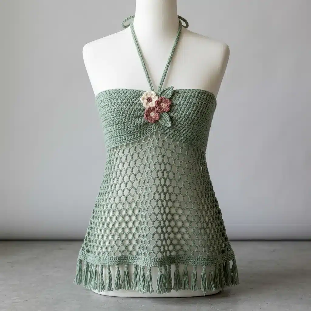 free crochet boho halter top pattern - featured image