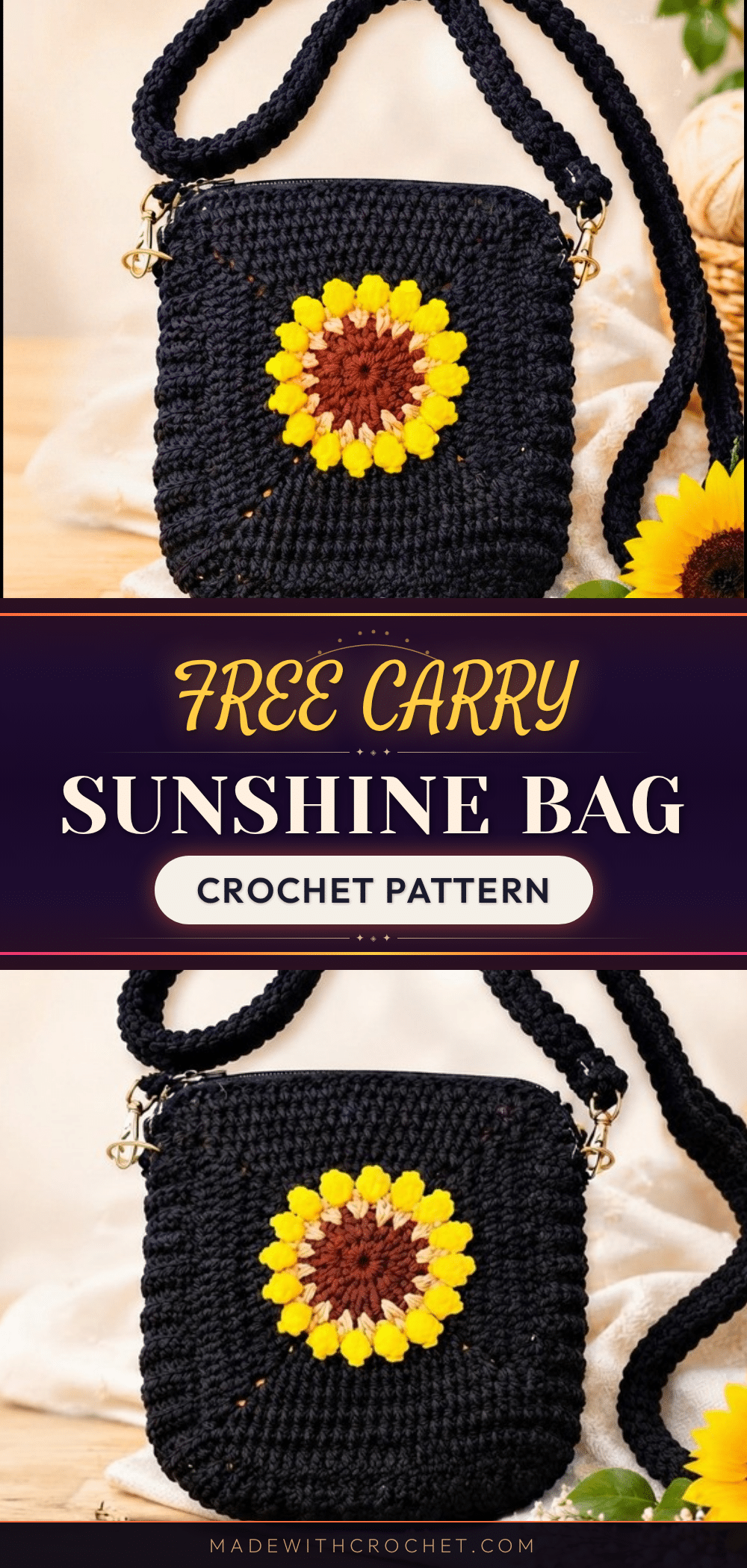 free crochet sunflower bag pattern crochet pattern