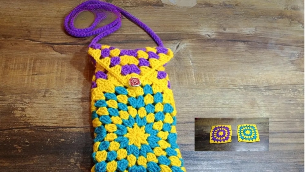granny square phone cover crochet project crochet project detail 1