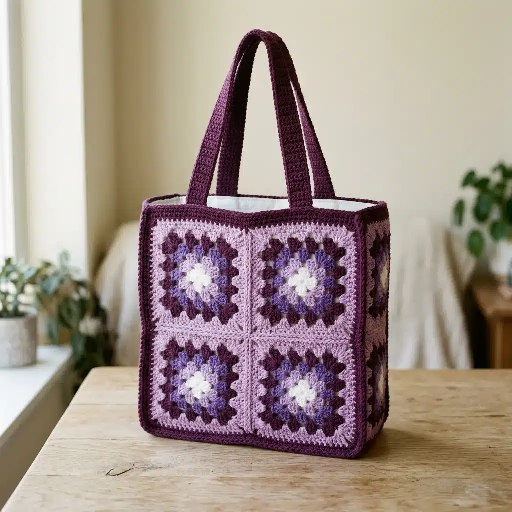 granny square tote bag pattern - featured image