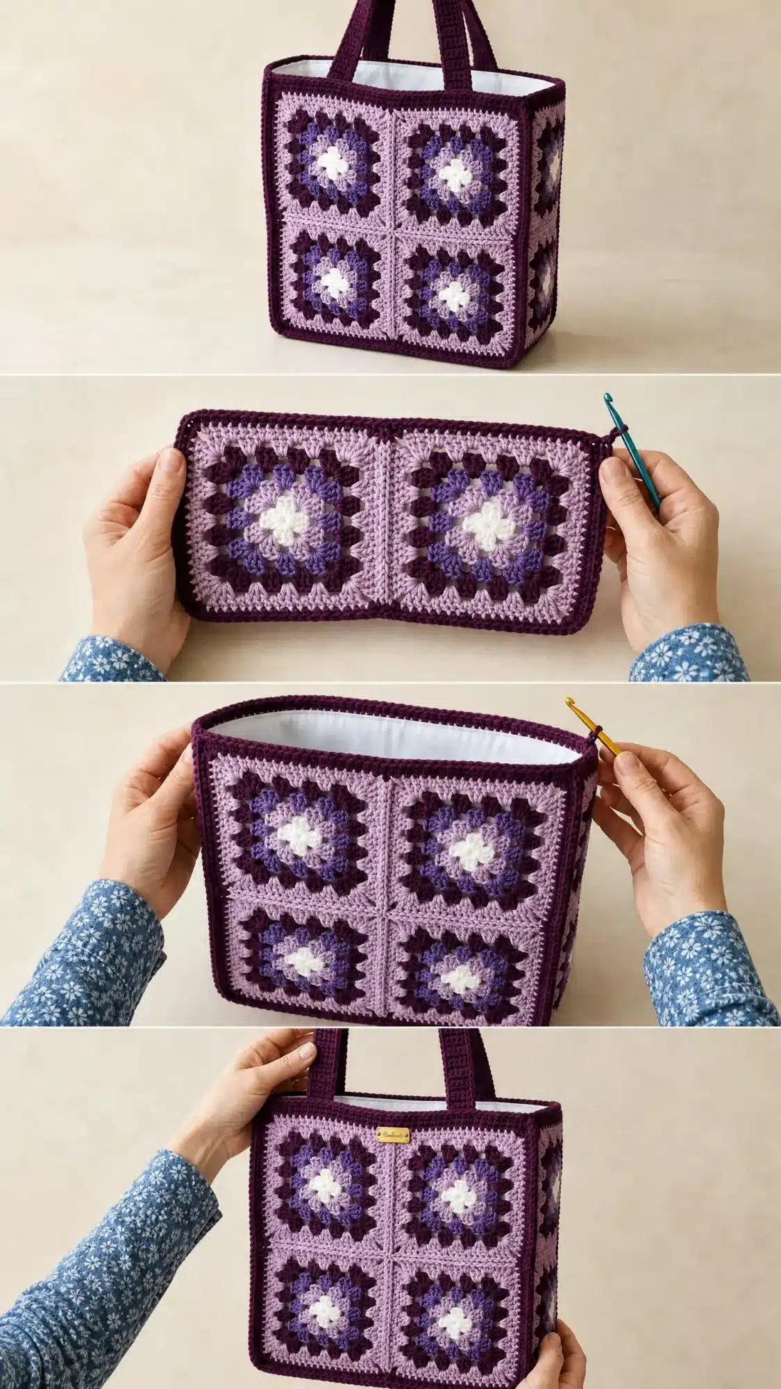 granny square tote bag pattern crochet project crochet project detail 2