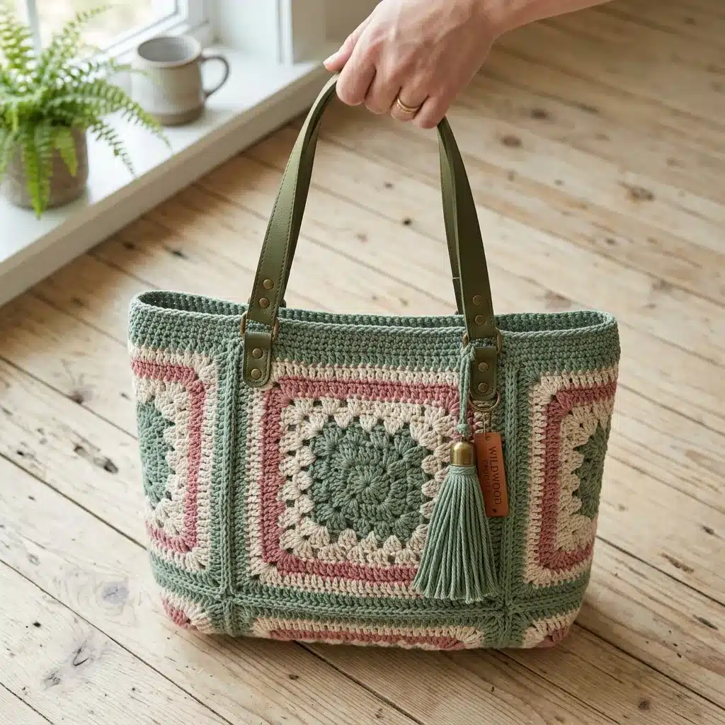 granny square tote bag pattern - featured image