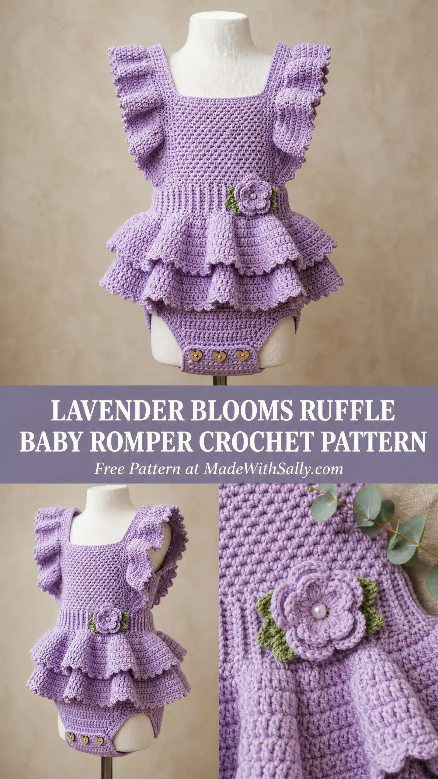 lavender baby romper crochet pattern crochet project crochet project detail 1