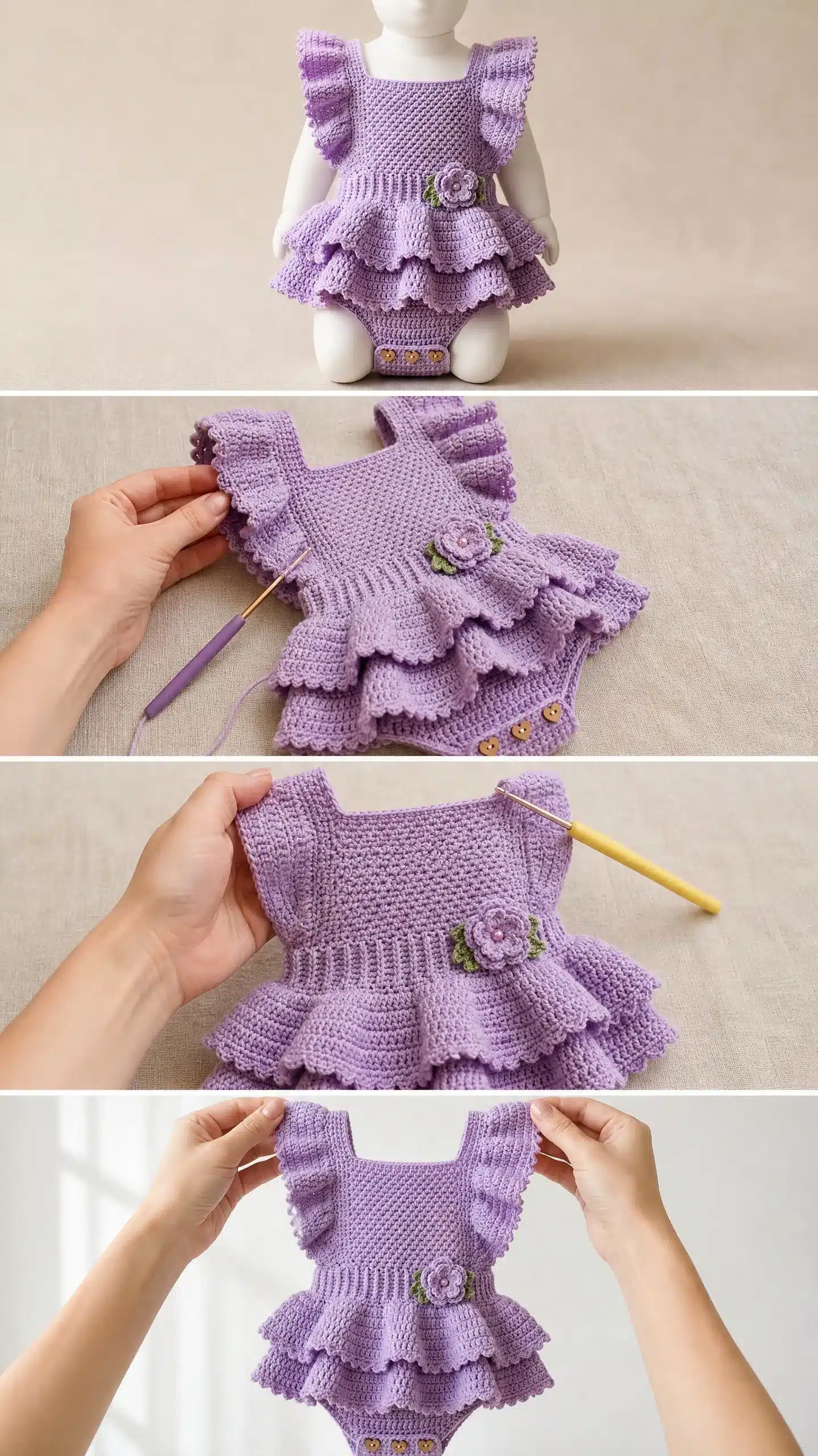 lavender baby romper crochet pattern crochet project crochet project detail 2