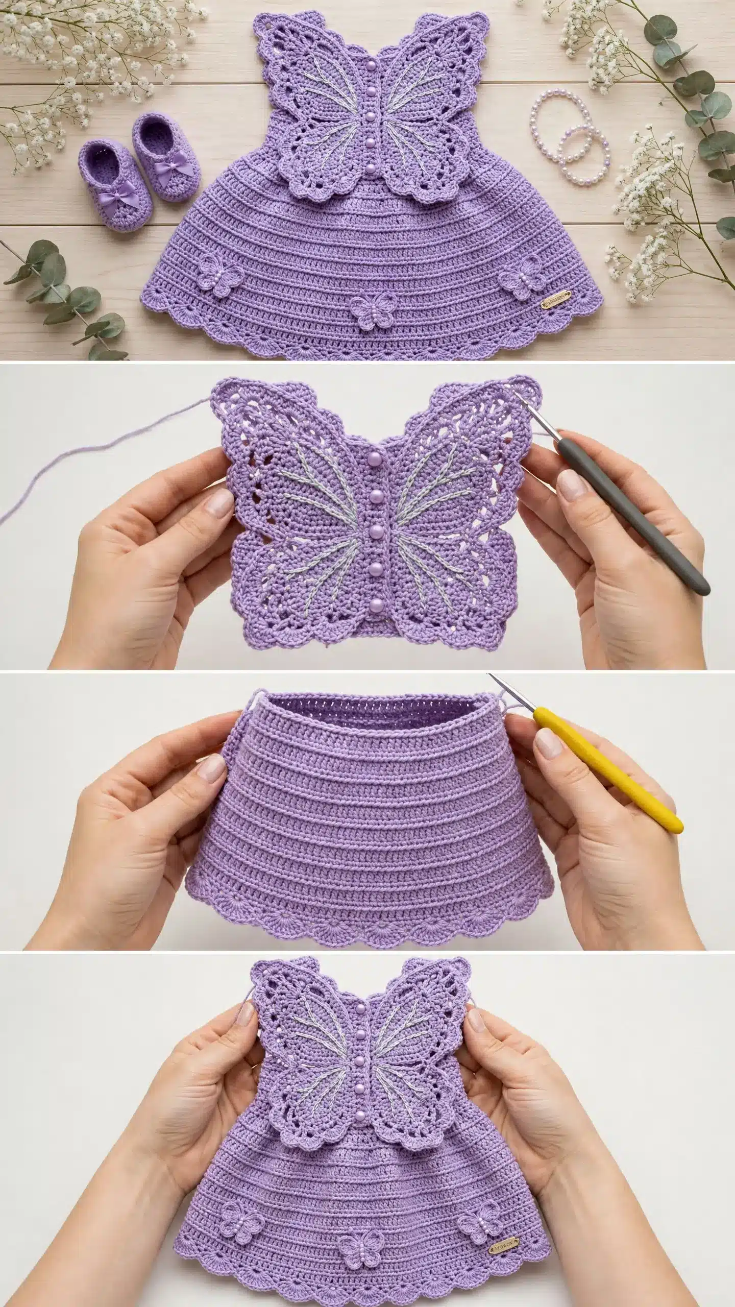 lavender butterfly baby dress crochet pattern crochet project crochet project detail 2