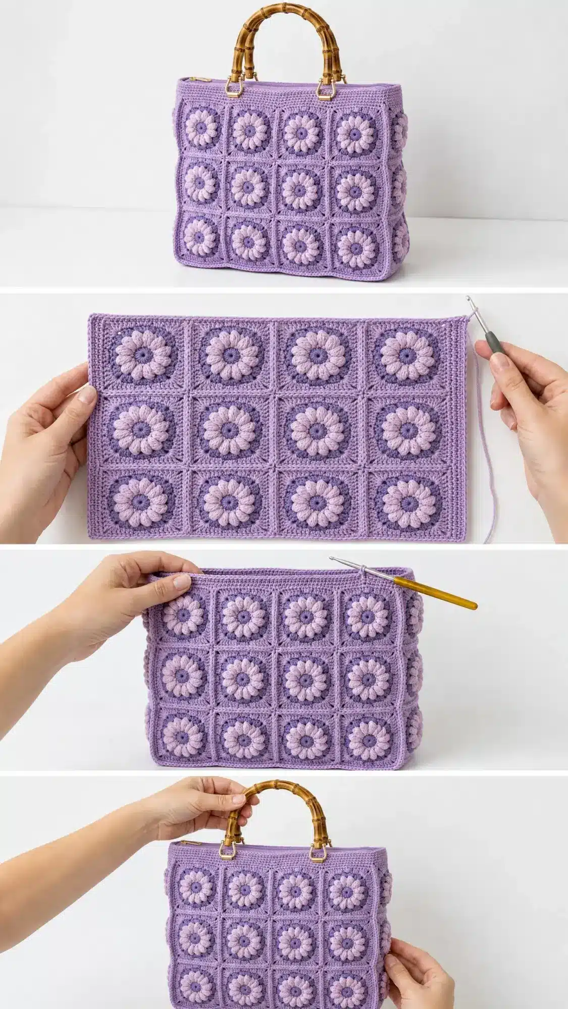 lavender dreams flower square tote crochet project crochet project detail 2