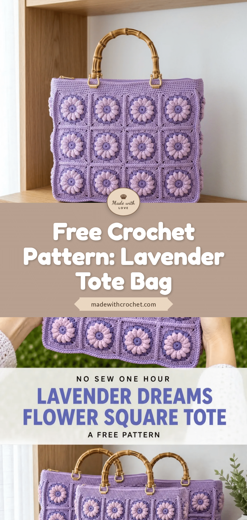 lavender dreams flower square tote crochet pattern