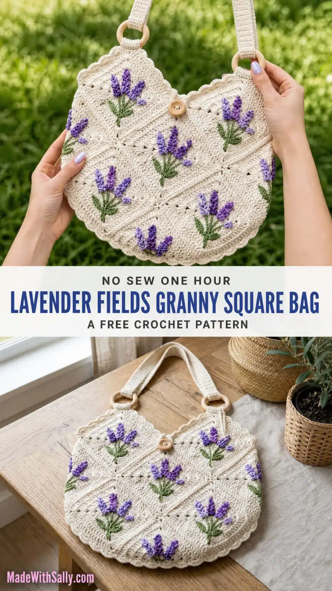 Lavender Fields Granny Square Bag crochet project crochet project detail 1