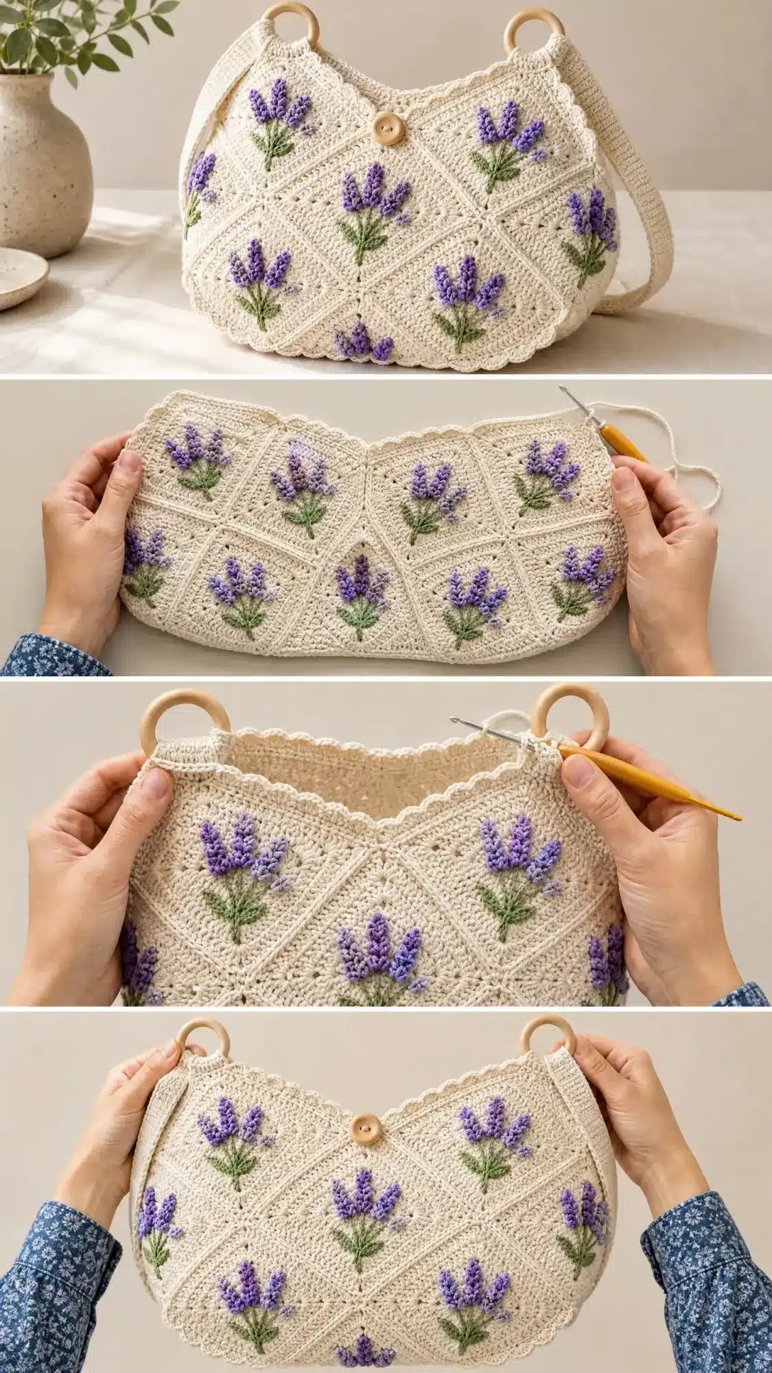 Lavender Fields Granny Square Bag crochet project crochet project detail 2