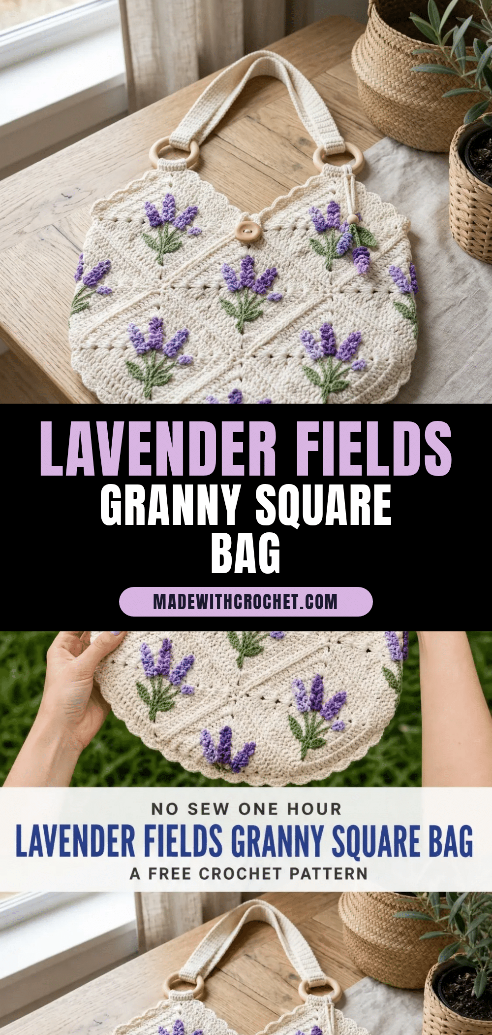 Lavender Fields Granny Square Bag crochet pattern