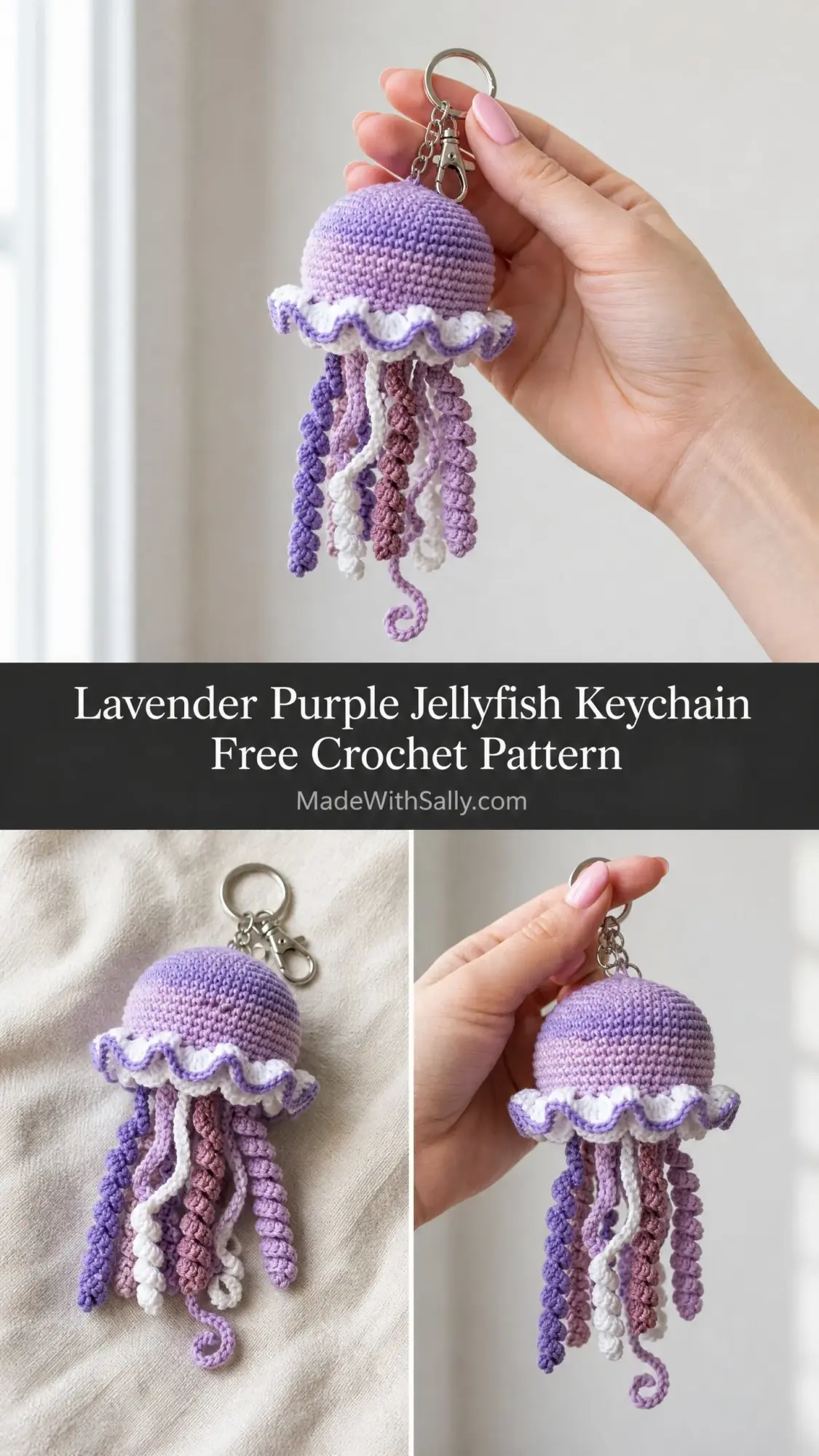 lavender jellyfish keychain crochet pattern crochet project crochet project detail 1