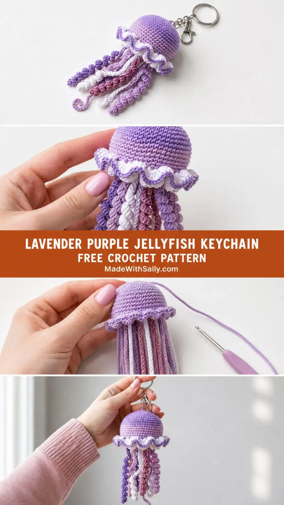 lavender jellyfish keychain crochet pattern crochet project crochet project detail 2