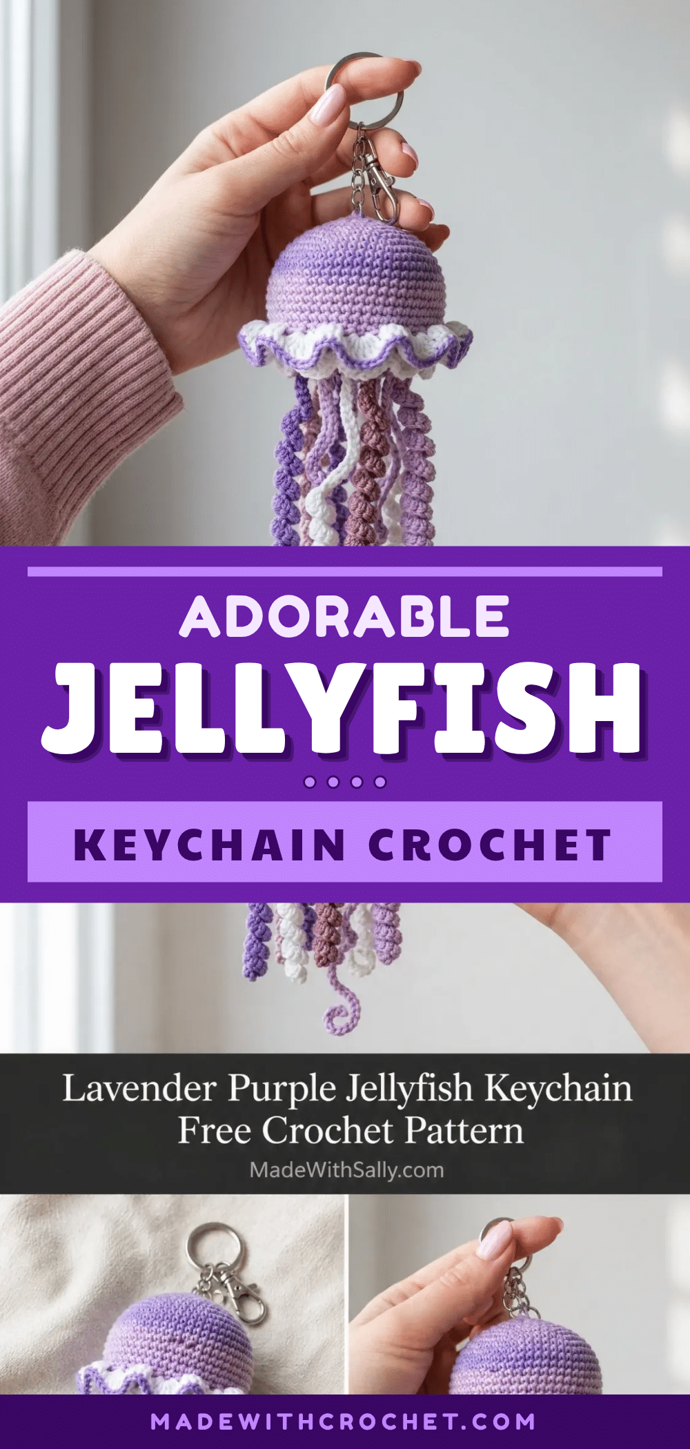 lavender jellyfish keychain crochet pattern crochet pattern