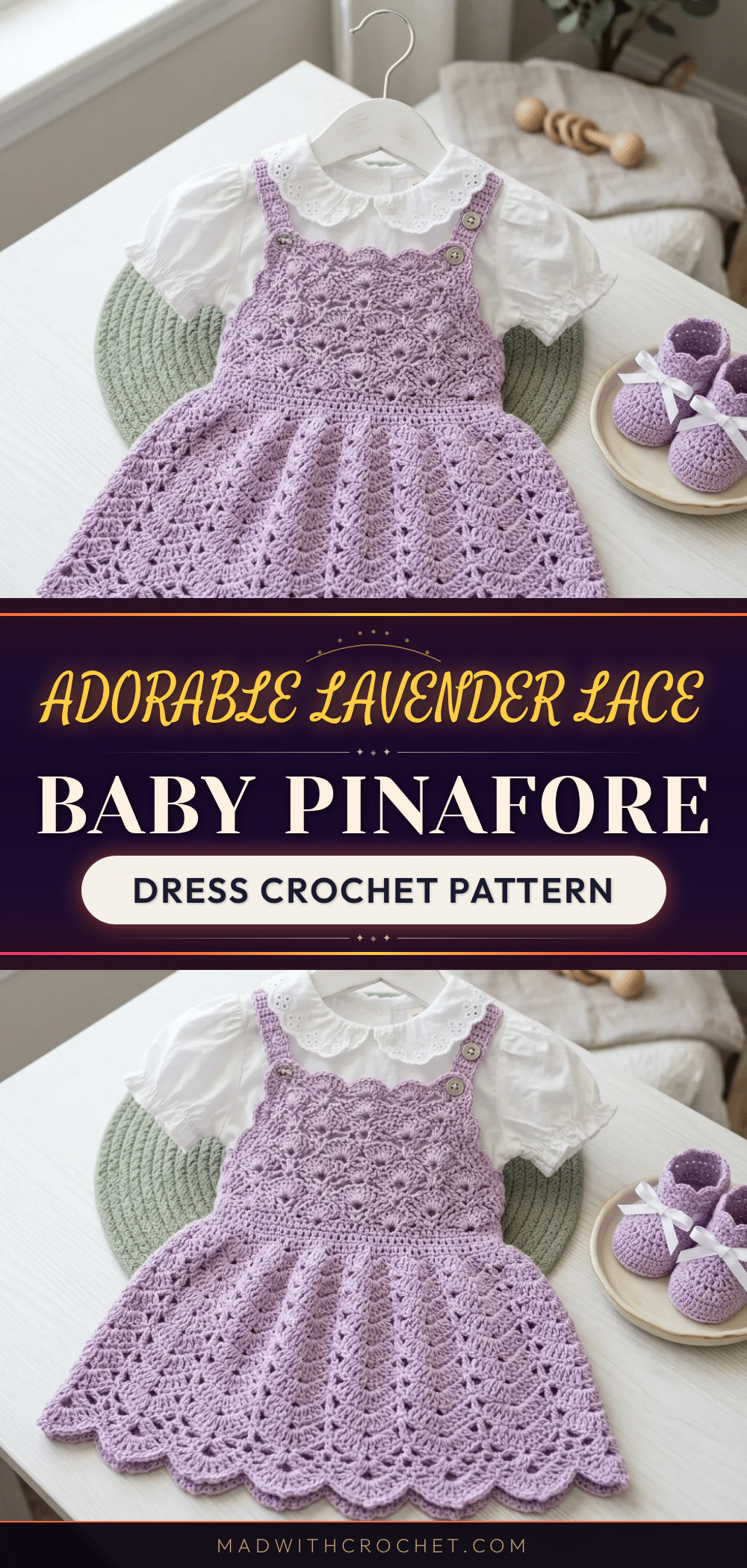 lavender lace baby pinafore dress crochet pattern