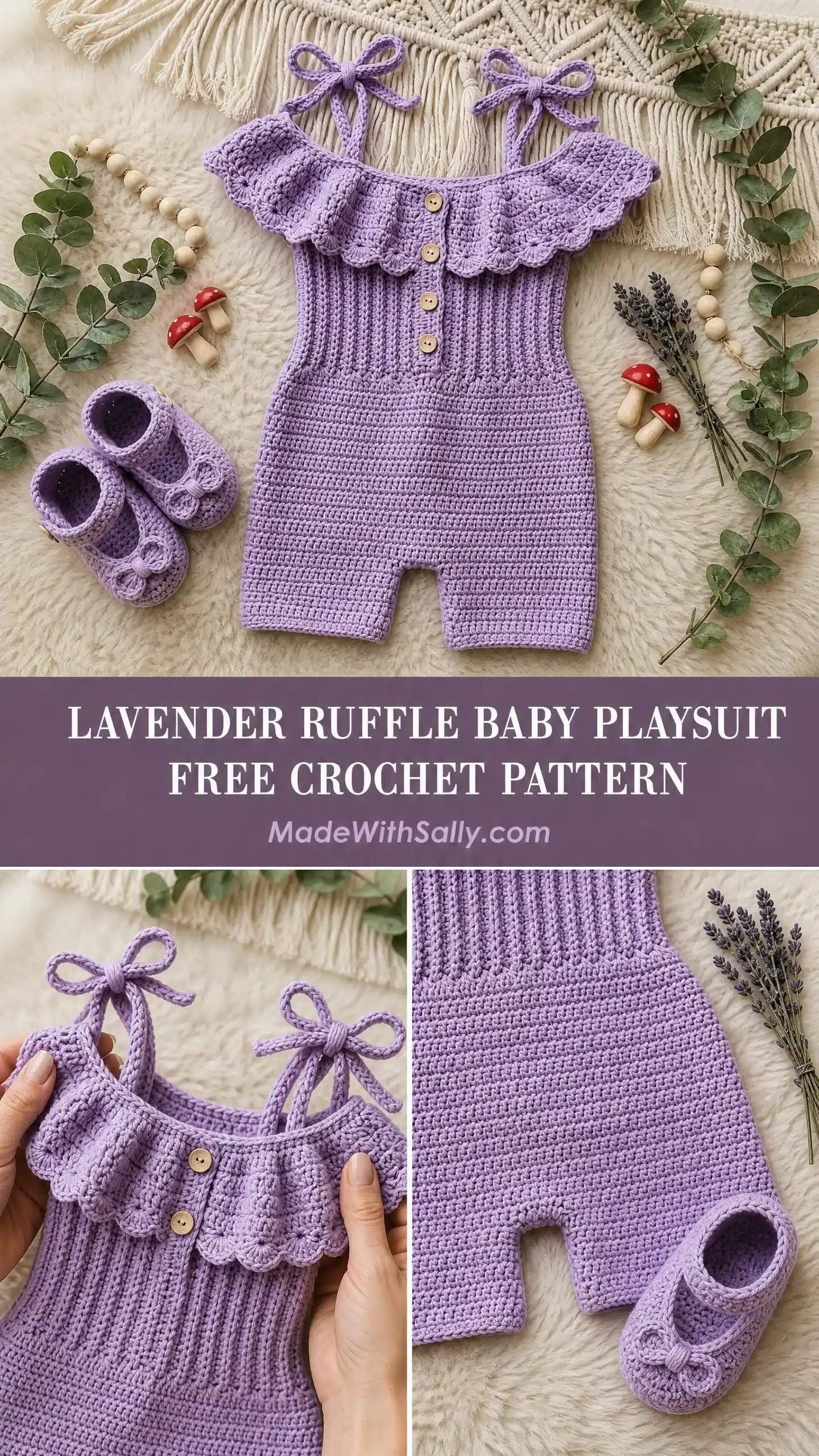 lavender ruffle baby playsuit crochet project crochet project detail 1