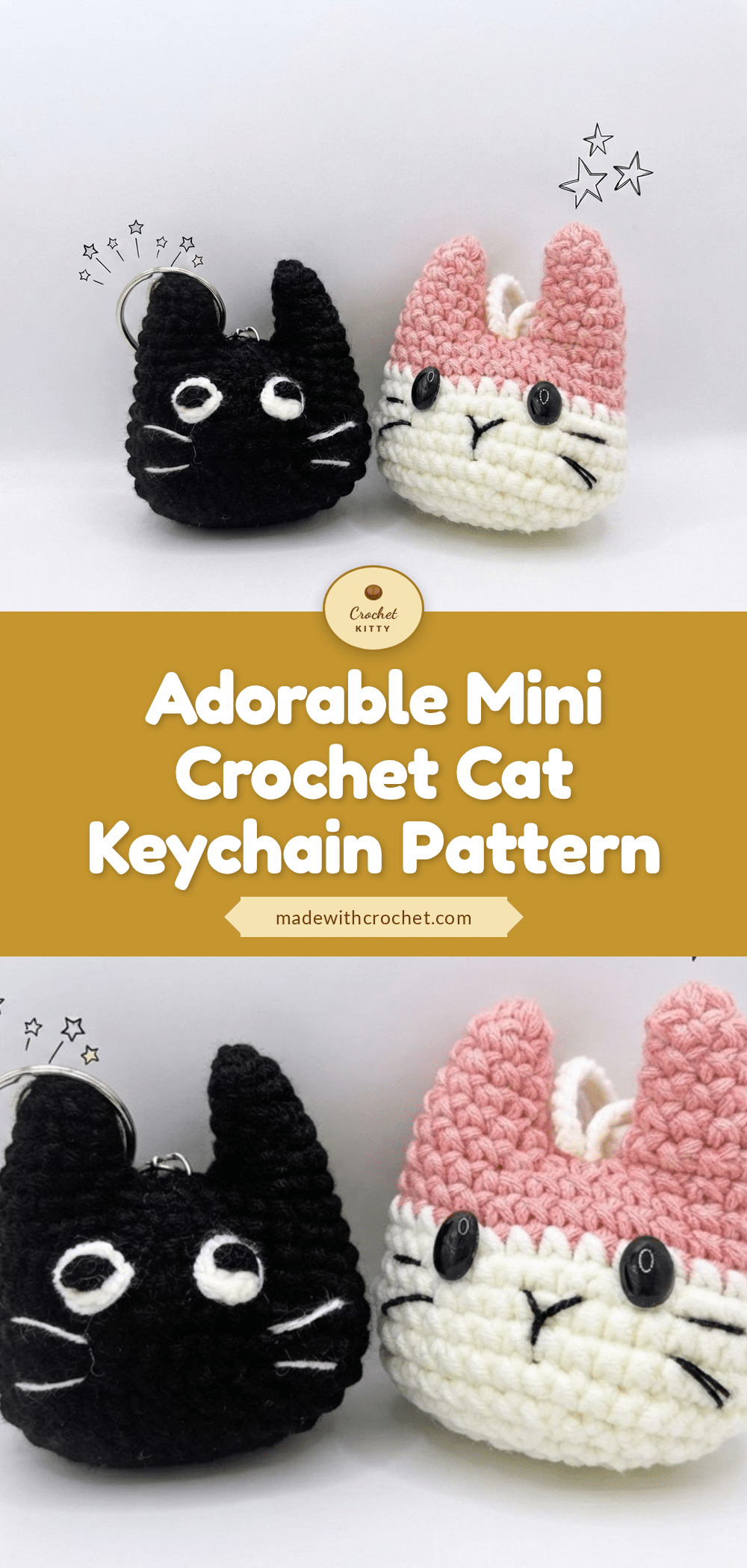 mini crochet cat keychain crochet pattern