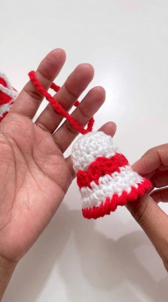 mini crochet christmas bell keychain - featured image