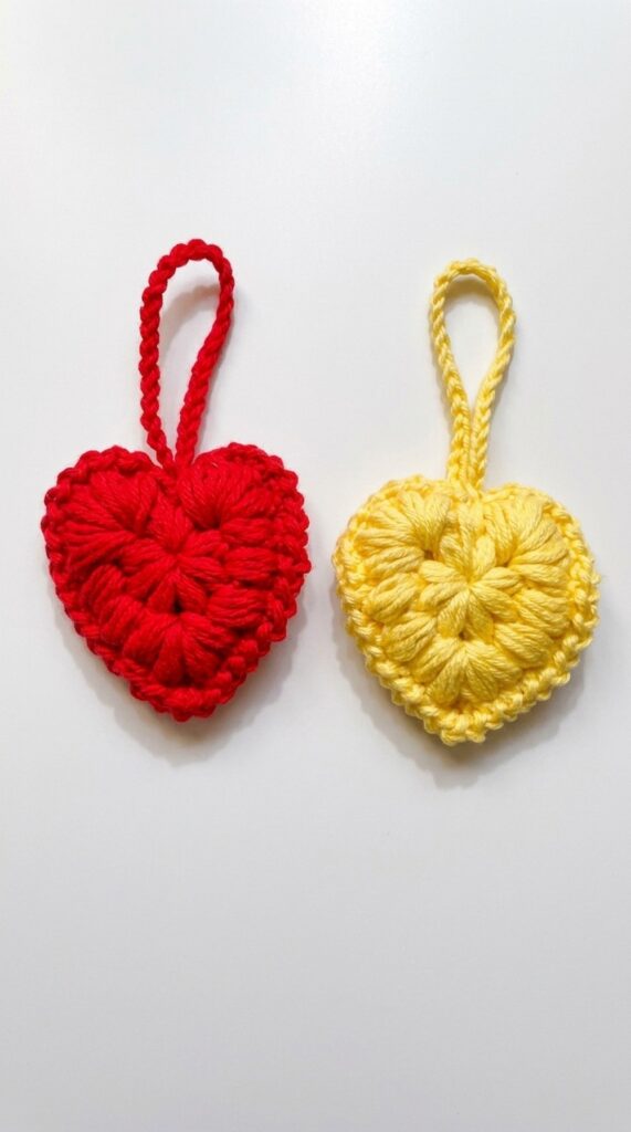 mini crochet heart keychain pattern - featured image