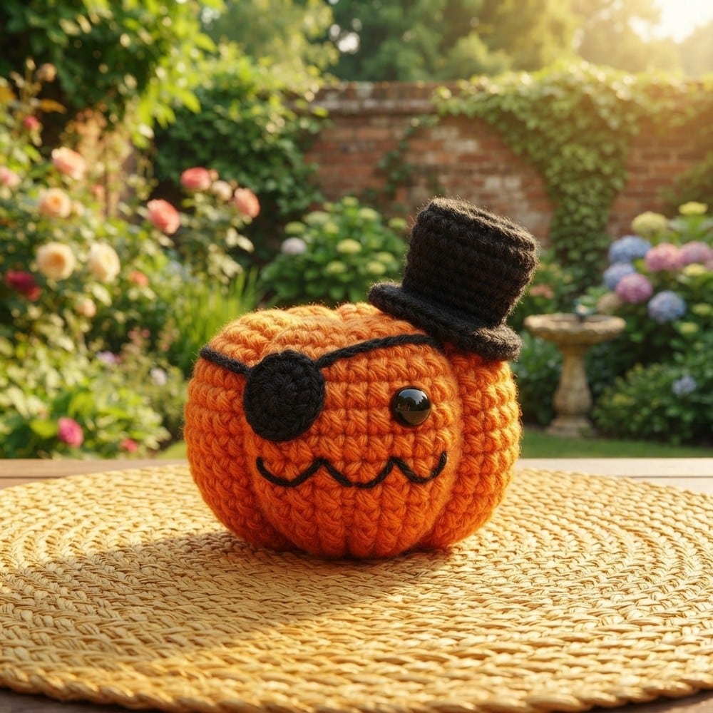 mini crochet pumpkin pattern - featured image